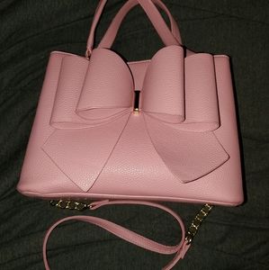 Mauve Pink Faux Leather Purse Shoulder Bag